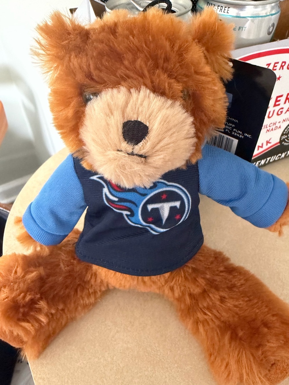 NFL Tennessee Titans Brown Teddy Bear with Blue Jersey